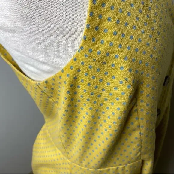 Umgee Polka Dot with Pockets Summer Dress Women's Yellow with Blue Size Large - Picture 11 of 16